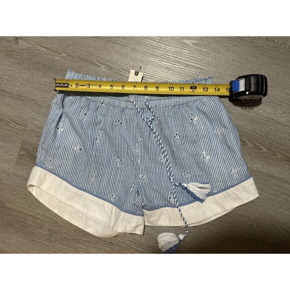 by Anthropologie The Bijou Shorts Blue White Striped Eyelet Women's XS EUC - Picture 3 of 5